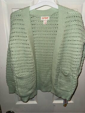 Cat & Jack Mint Green Open-Knit Pocket Cardigan